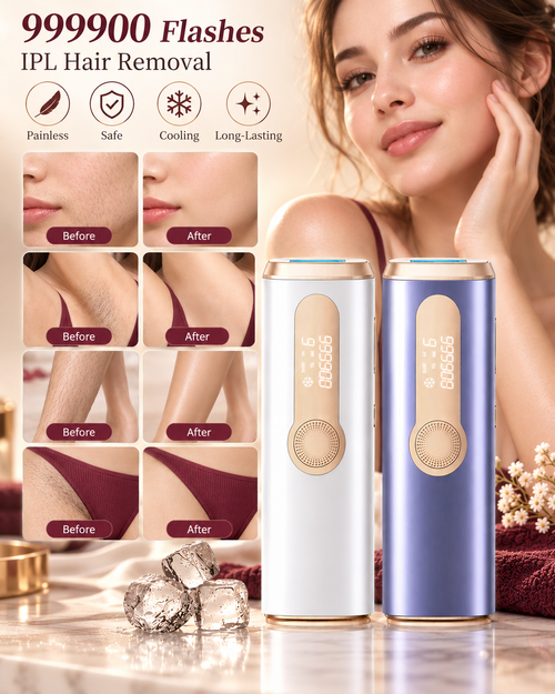 Ice-Cooling IPL Hair Removal Device — At-Home Hair Reduction for Face & Body (Men & Women)