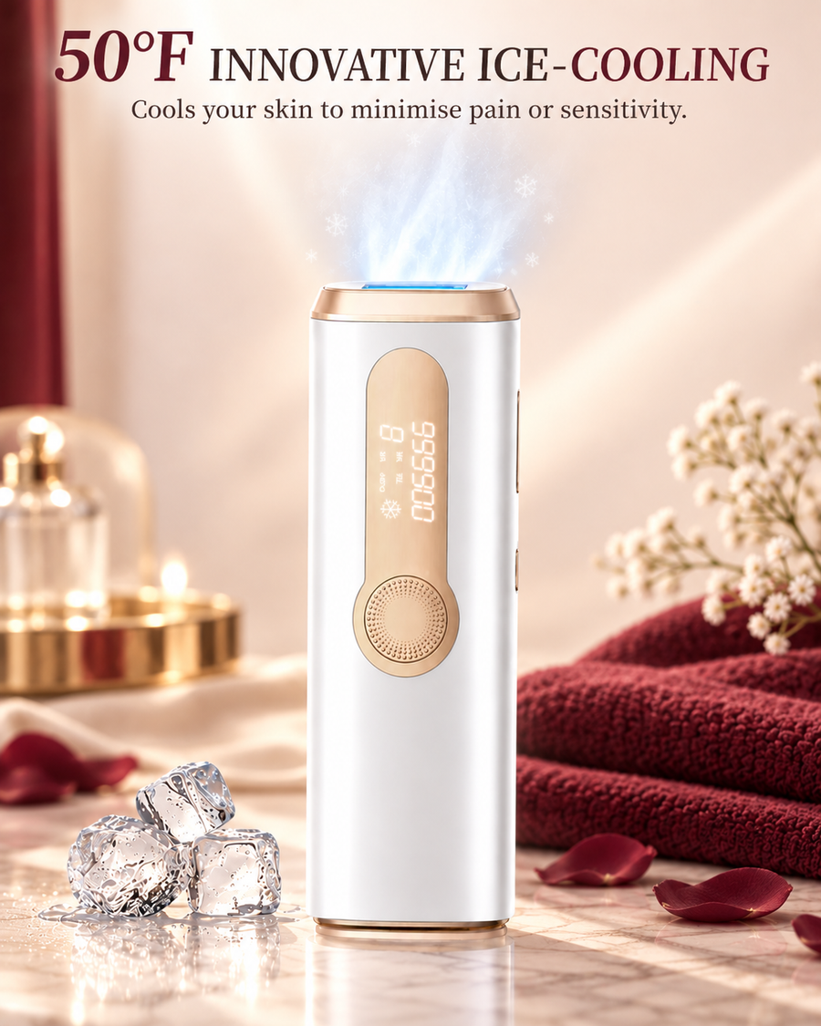 Ice-Cooling IPL Hair Removal Device — At-Home Hair Reduction for Face & Body (Men & Women)