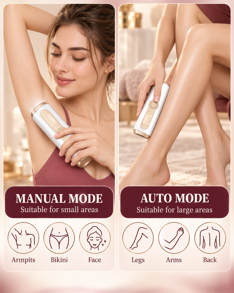 Ice-Cooling IPL Hair Removal Device — At-Home Hair Reduction for Face & Body (Men & Women)