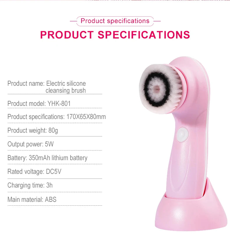 Electric face cleansing brush with 3 brush heads – view 21