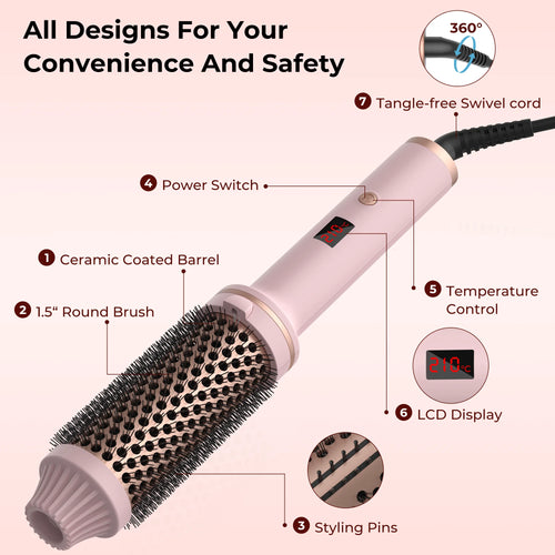 Ceramic Hair Curling Brush (1.5 Inch)