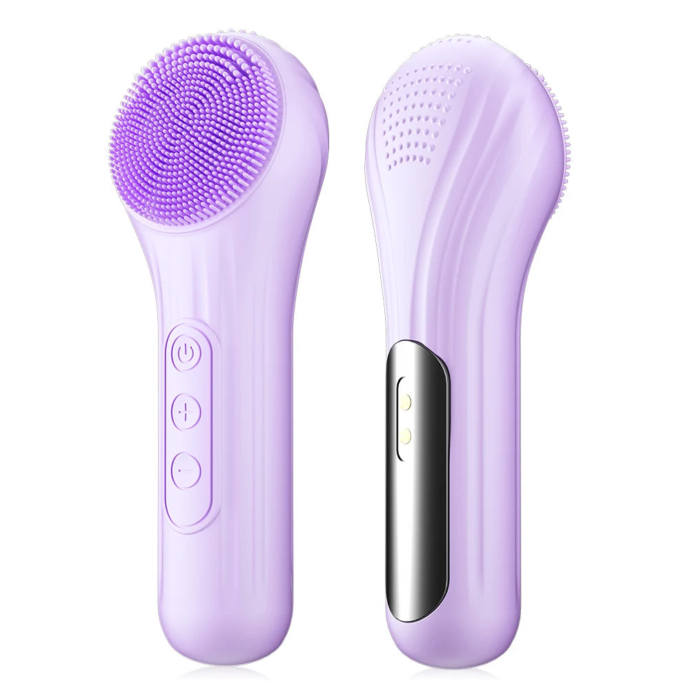 Sonic silicone facial cleansing brush with warm massage side – view 12