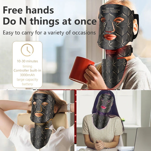 LED Light Therapy Face & Neck Mask  8 Colours, Near-Infrared