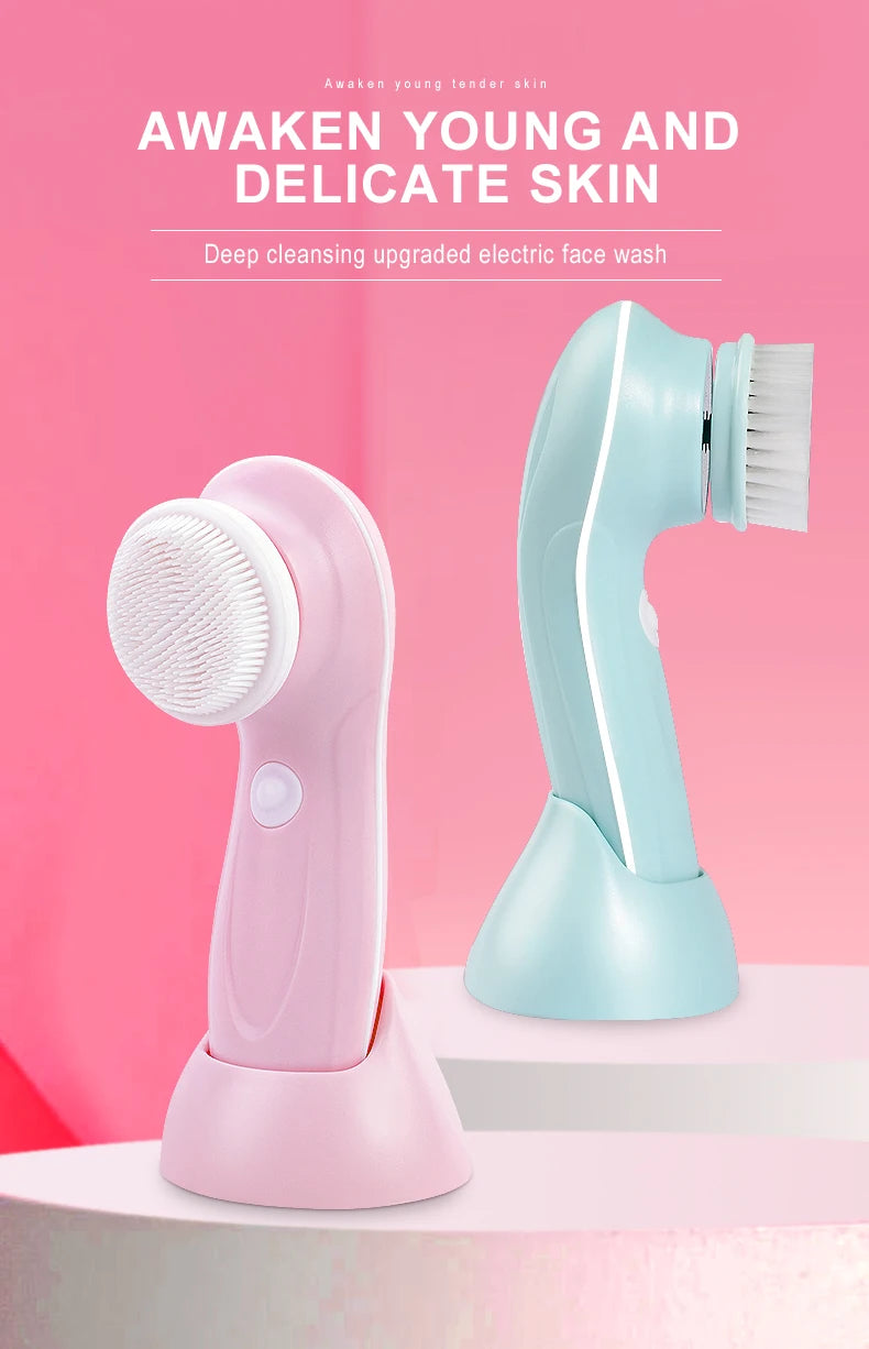 Electric face cleansing brush with 3 brush heads – view 7