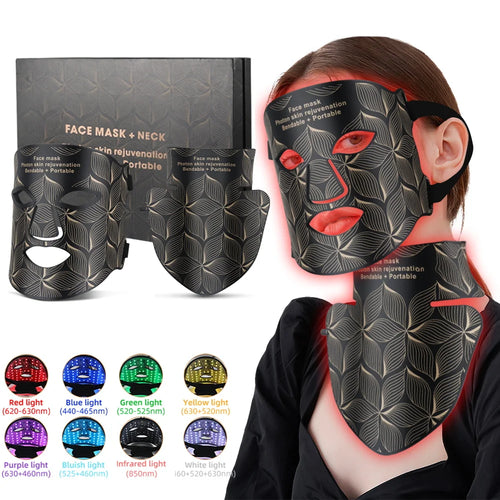 LED Light Therapy Face & Neck Mask  8 Colours, Near-Infrared