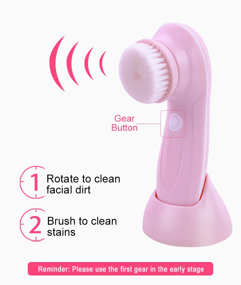 Electric face cleansing brush with 3 brush heads – view 15